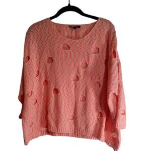 French Kyss Sweater Size XL Bright Orange Marl Slouch Style 3/4 Sleeves Cutouts